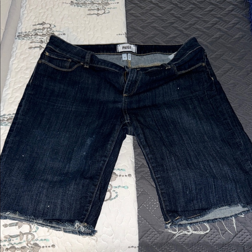 PAIGE Midnight Blue Denim Shorts